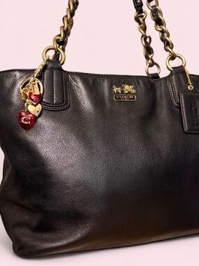 Coach Black Leather Madison Bag with Gold Hardware